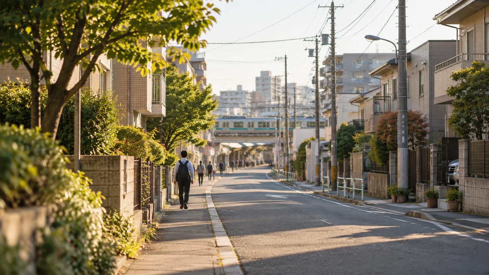 電車の見える駅への道を歩く人のイメージ（写真はイメージです）
