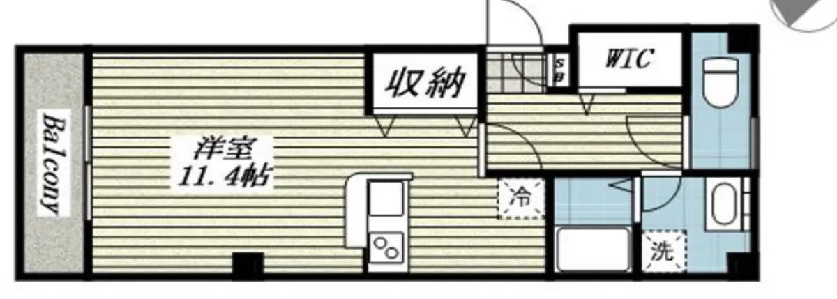 馬橋駅 徒歩3分・31.9㎡で洋室11.4帖のワンルーム（4階・最上階）WIC・ネット無料