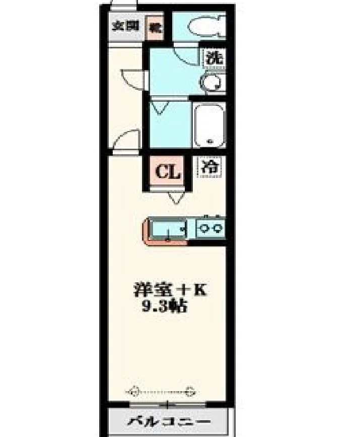 馬橋駅 徒歩5分・家賃6万円の広めの1K（2階・最上階）敷金礼金なし・ネット無料
