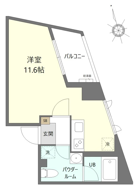 松戸駅 徒歩6分・洋室11.6帖の広めワンルーム（3階・角部屋）オートロック