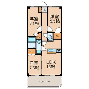 南柏駅 徒歩12分・72㎡の3LDK(2階)カウンターキッチン・駐車場空きあり